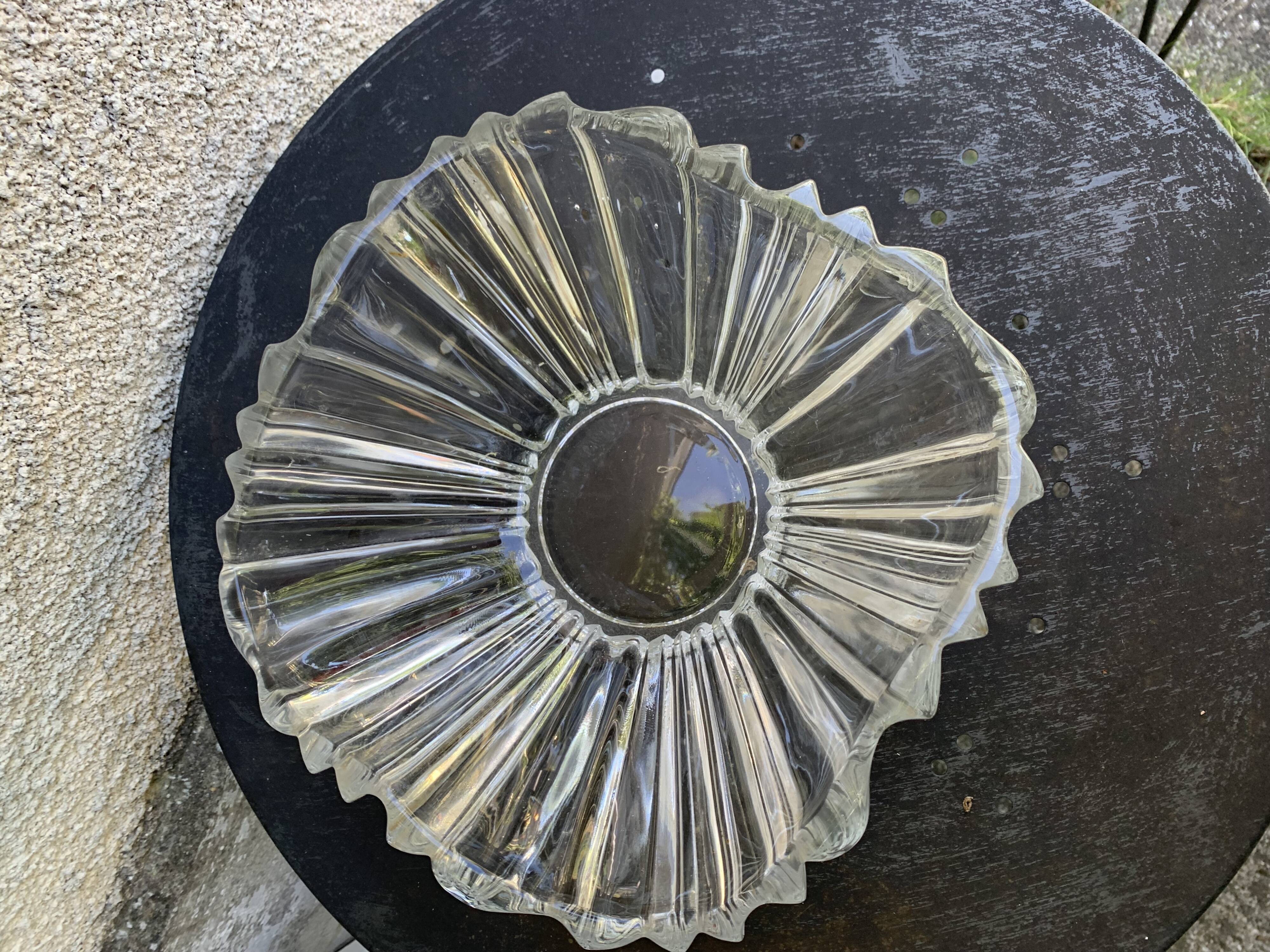 Large crystal bowl, vintage and collector's design salad bowl