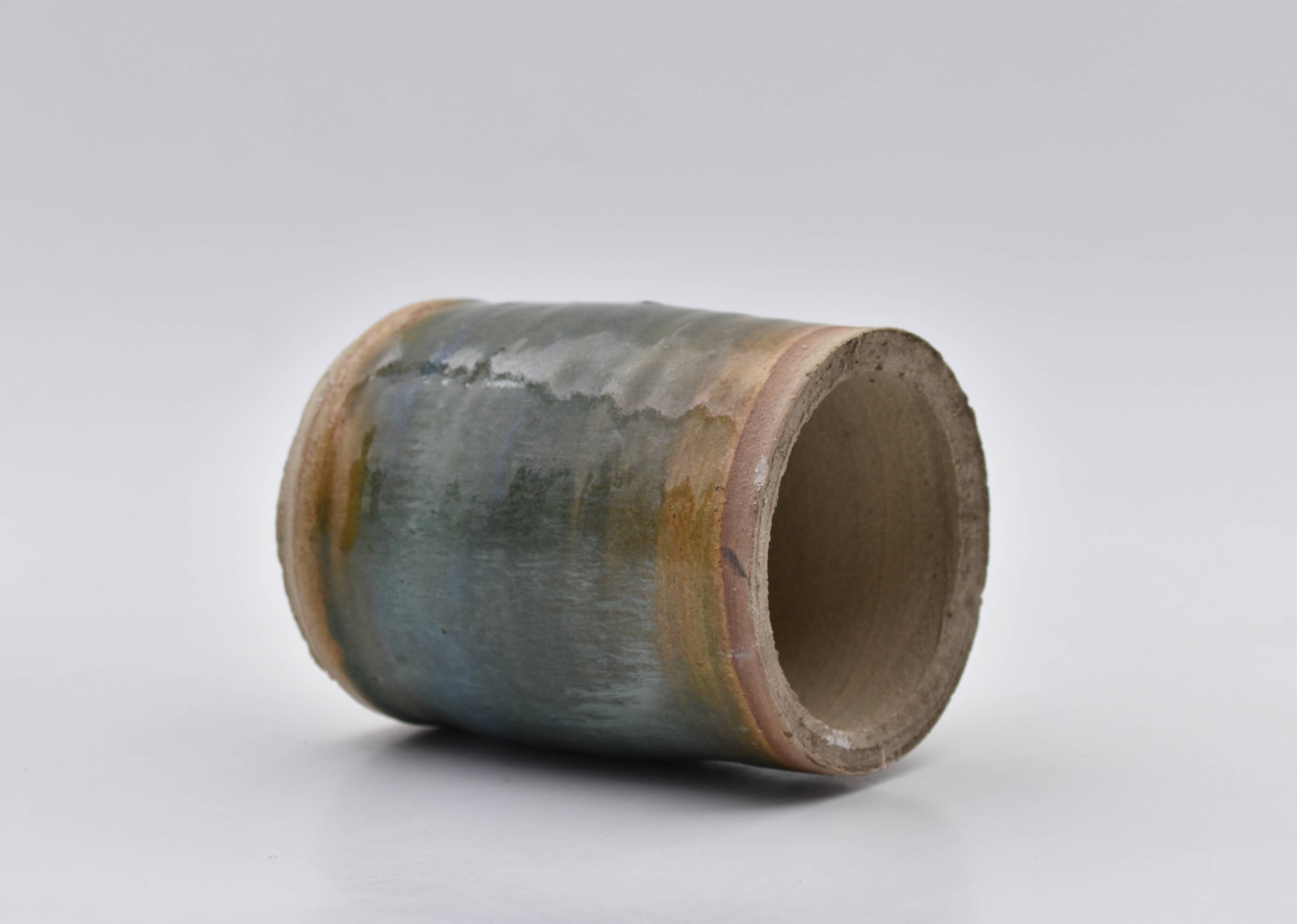 Lot of 3 vases blue enamel sandstone