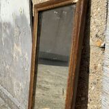 Miroir ancien en bois et stuc doré forme allongée moulure fine