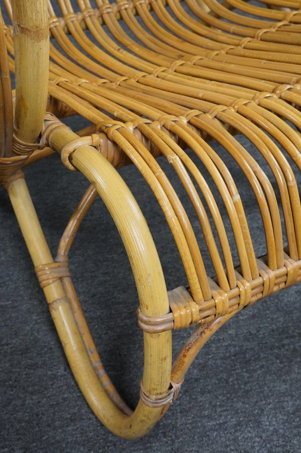 Unique Dutch design rattan armchair, 1950s