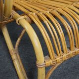 Unique Dutch design rattan armchair, 1950s
