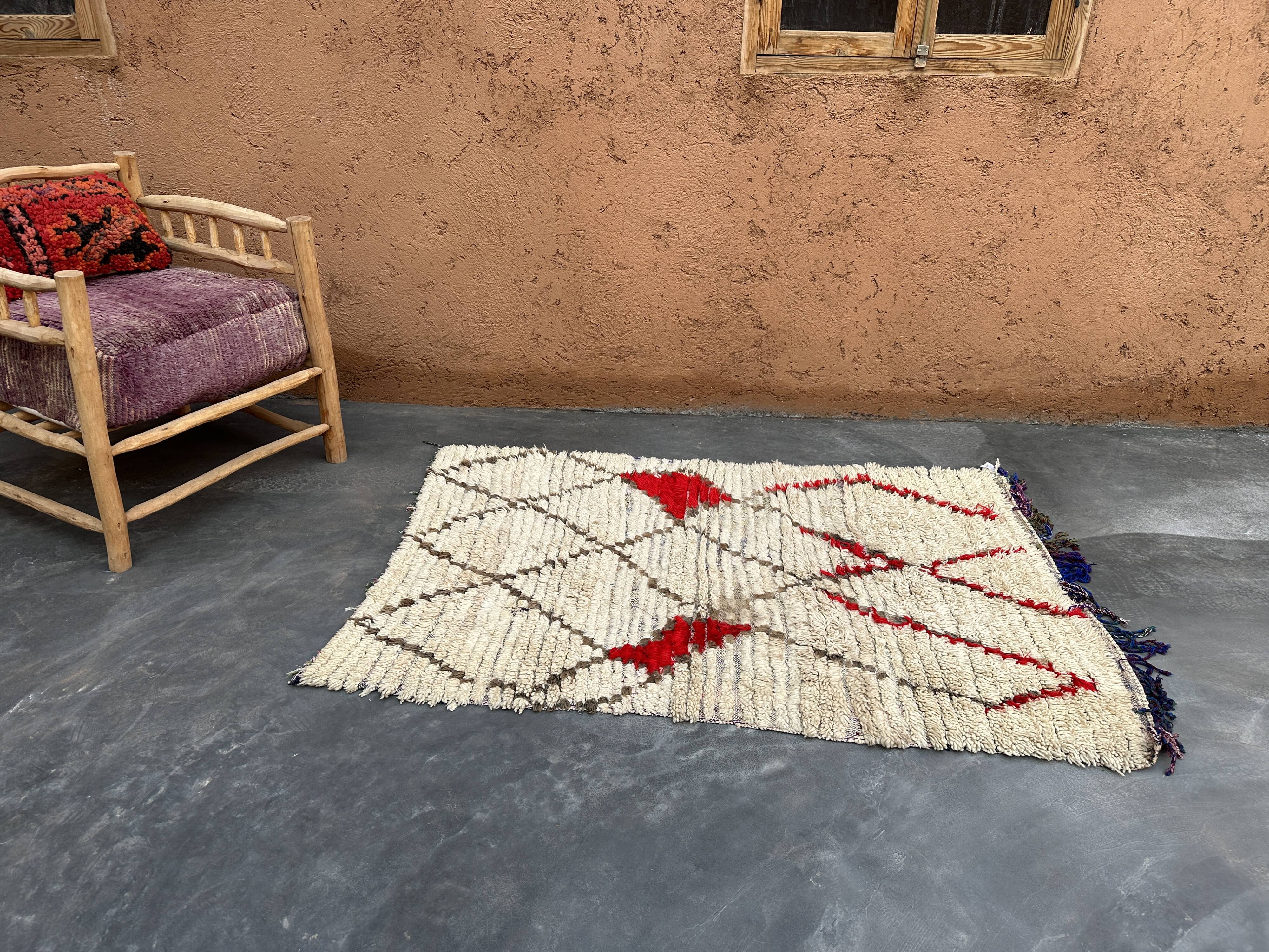 Moroccan carpet azilal beige - 114 x 166 cm