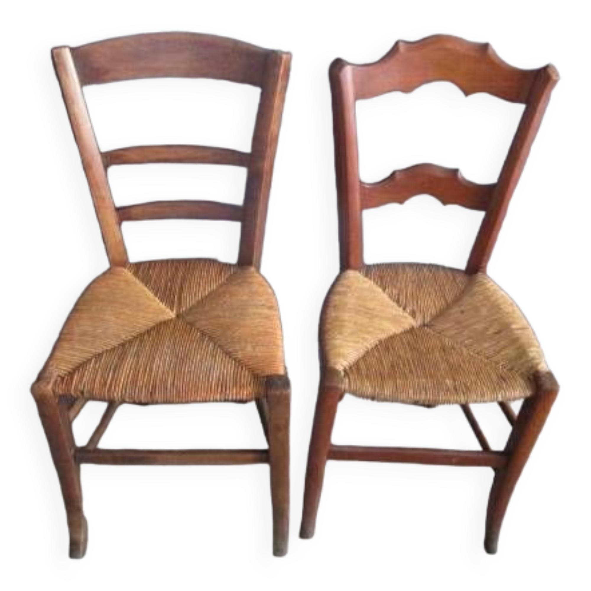 2 old straw chairs