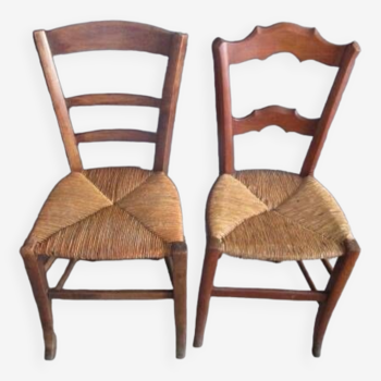 2 old straw chairs