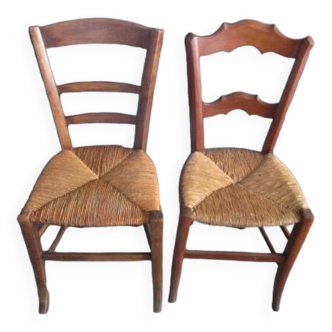 2 old straw chairs