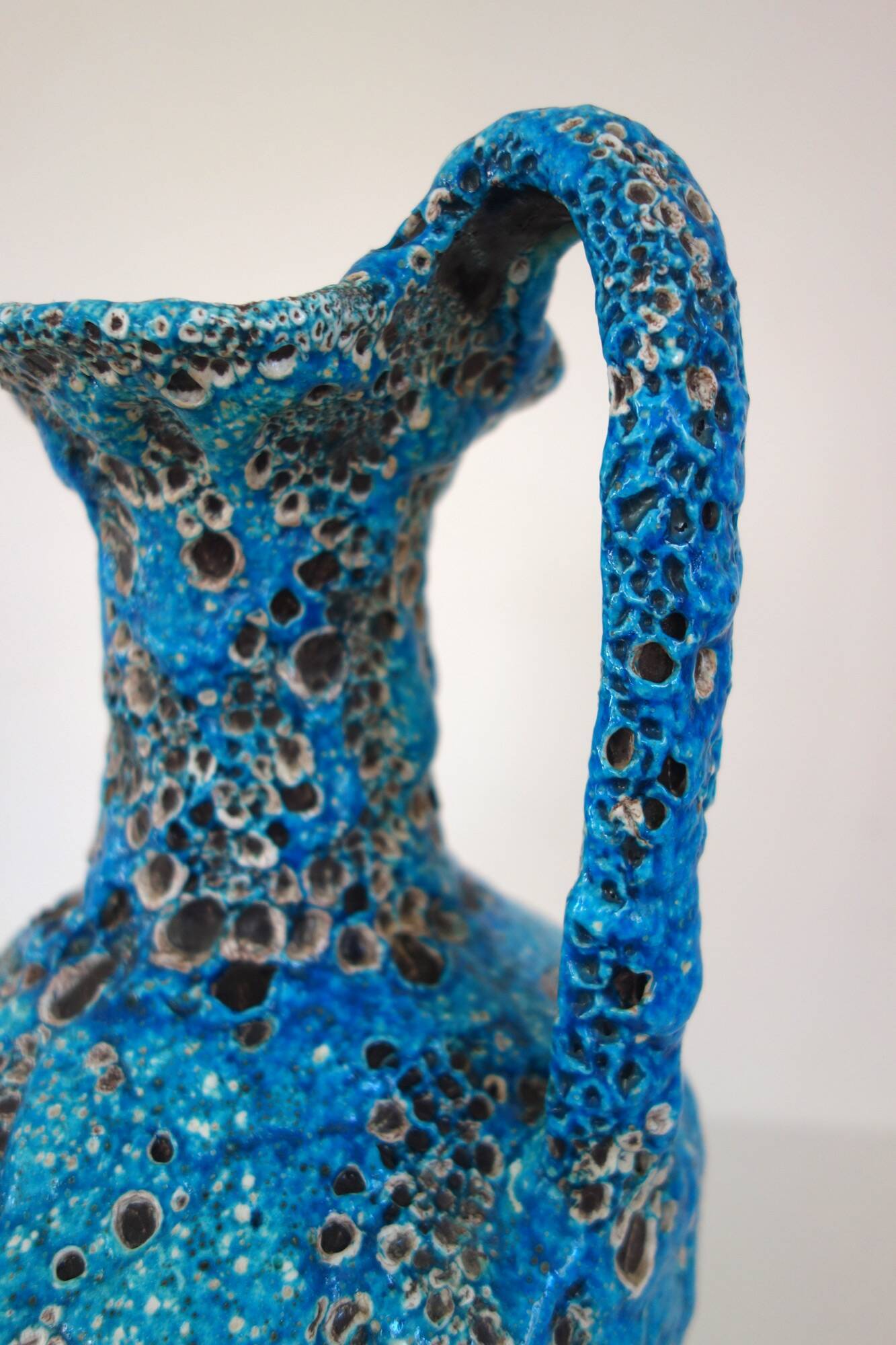 Large Fat Lava enamel vase by Charles Cart, Sea Foam, 1960