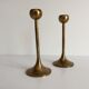 Pair of Scandinavian candlesticks in solid brass