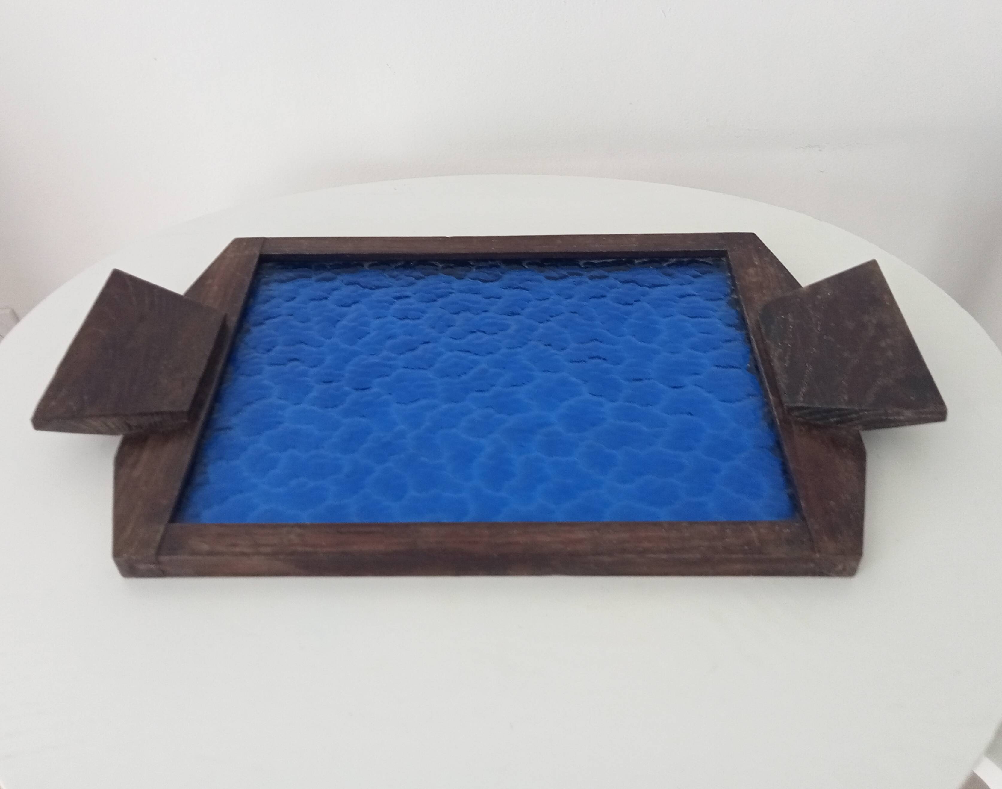 Art deco cathedral glass serving tray 1940s/1950s