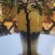 Vase with lake decoration signed Michel