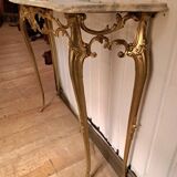 Console and its mirror in bronze and marble