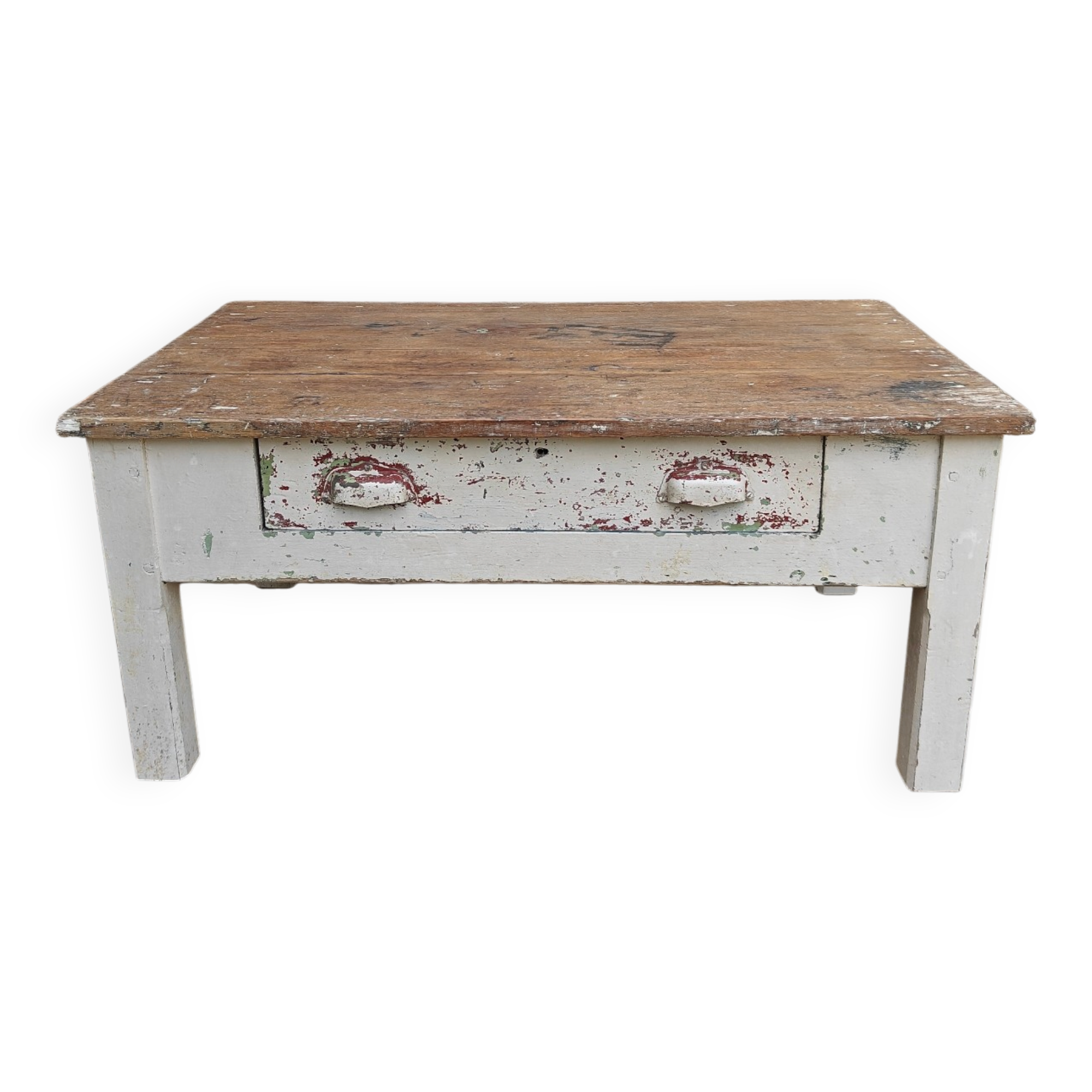 Distressed drawer coffee table, country farmhouse.