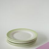Set of 6 Tie & Dye green dessert plates, 1960