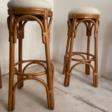 Tabourets de bar en rotin