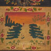 Coffre ancien peint en bois de pin – Chine, vers 1900