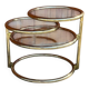 Table basse pivotante 1970 en laiton doré et verre, style Milo Baughman, design vintage