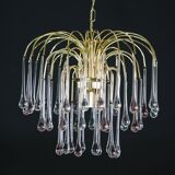 Lady Grace, Chandelier with Pink and Transparent Pendants, Murano Glass, 19