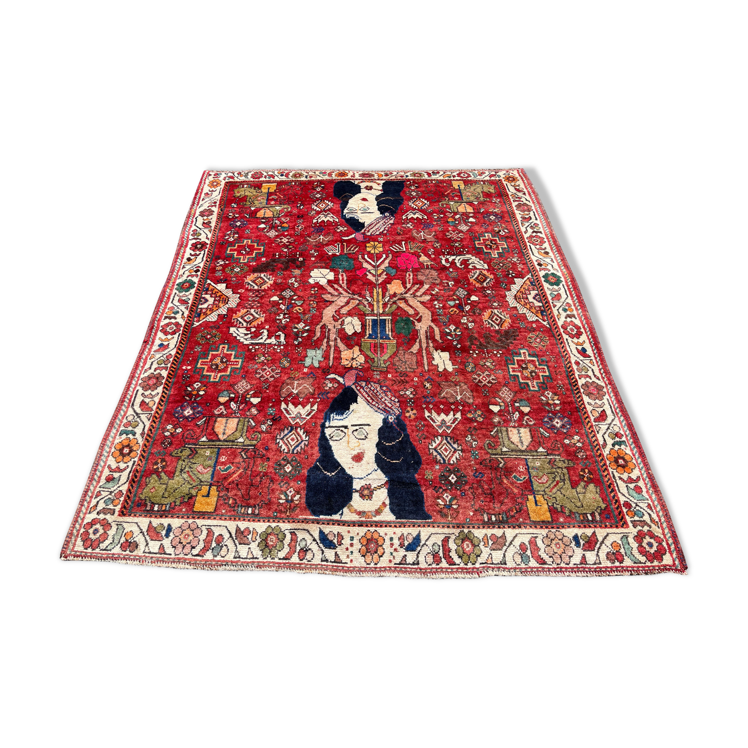 Gashgai nomadic / figurative carpet circa 1920