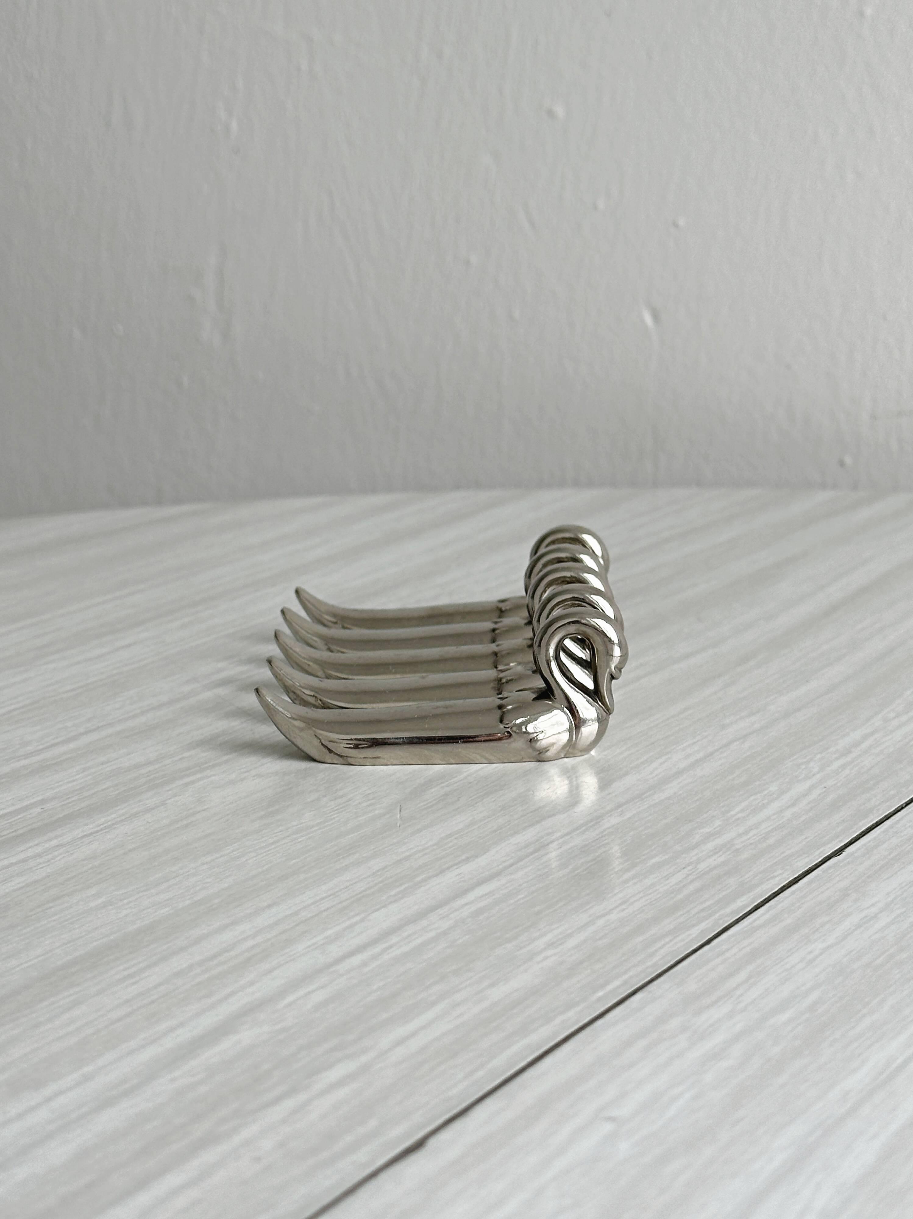 Set of 5 silver-plated swan knife rests