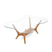 Italian coffee table in wood and glass, 1950s