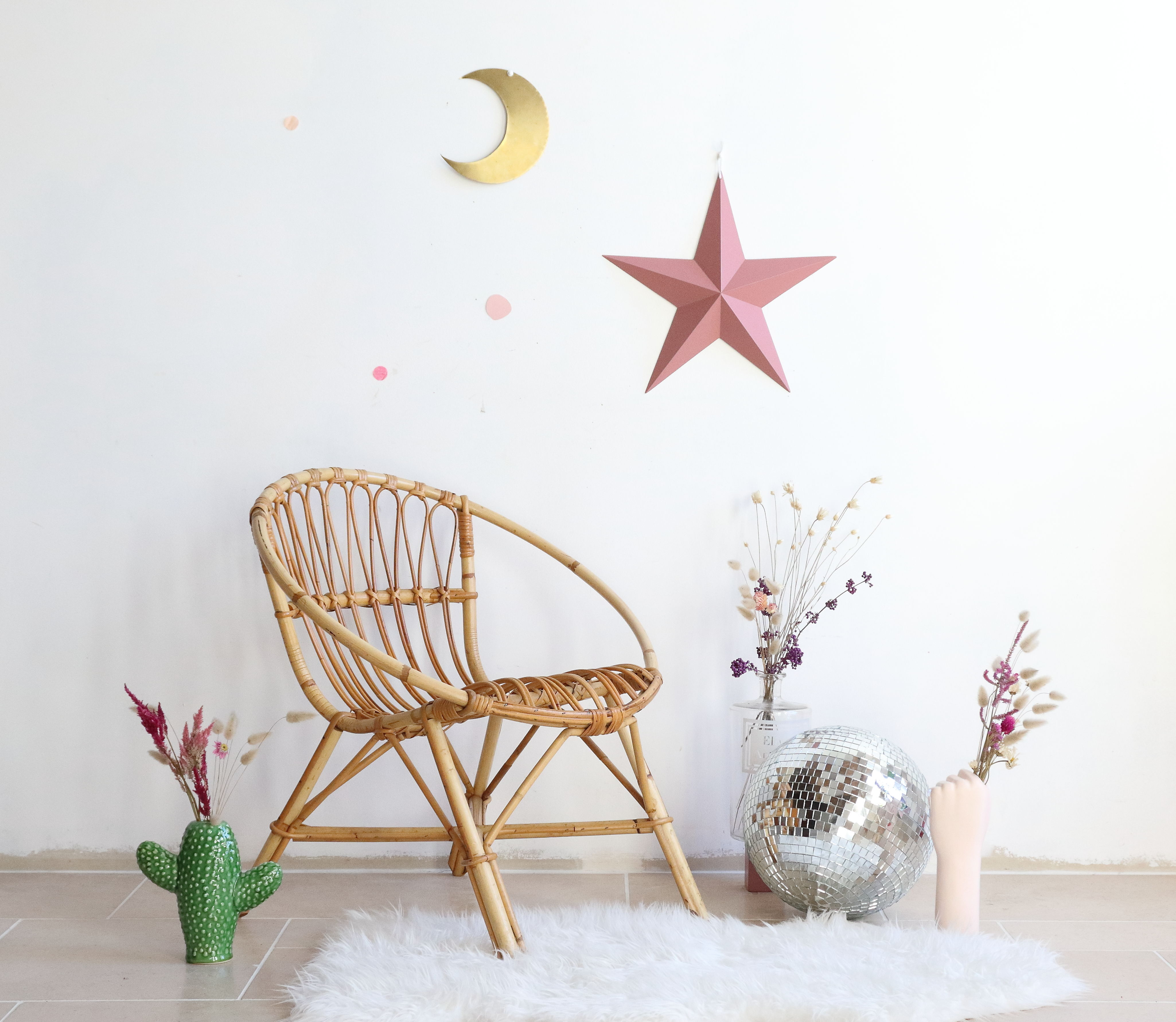Adult-sized rattan shell chair