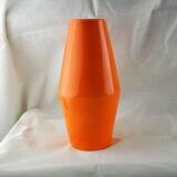 Large orange losangic vase - Laurentian pottery - 80s / 90s