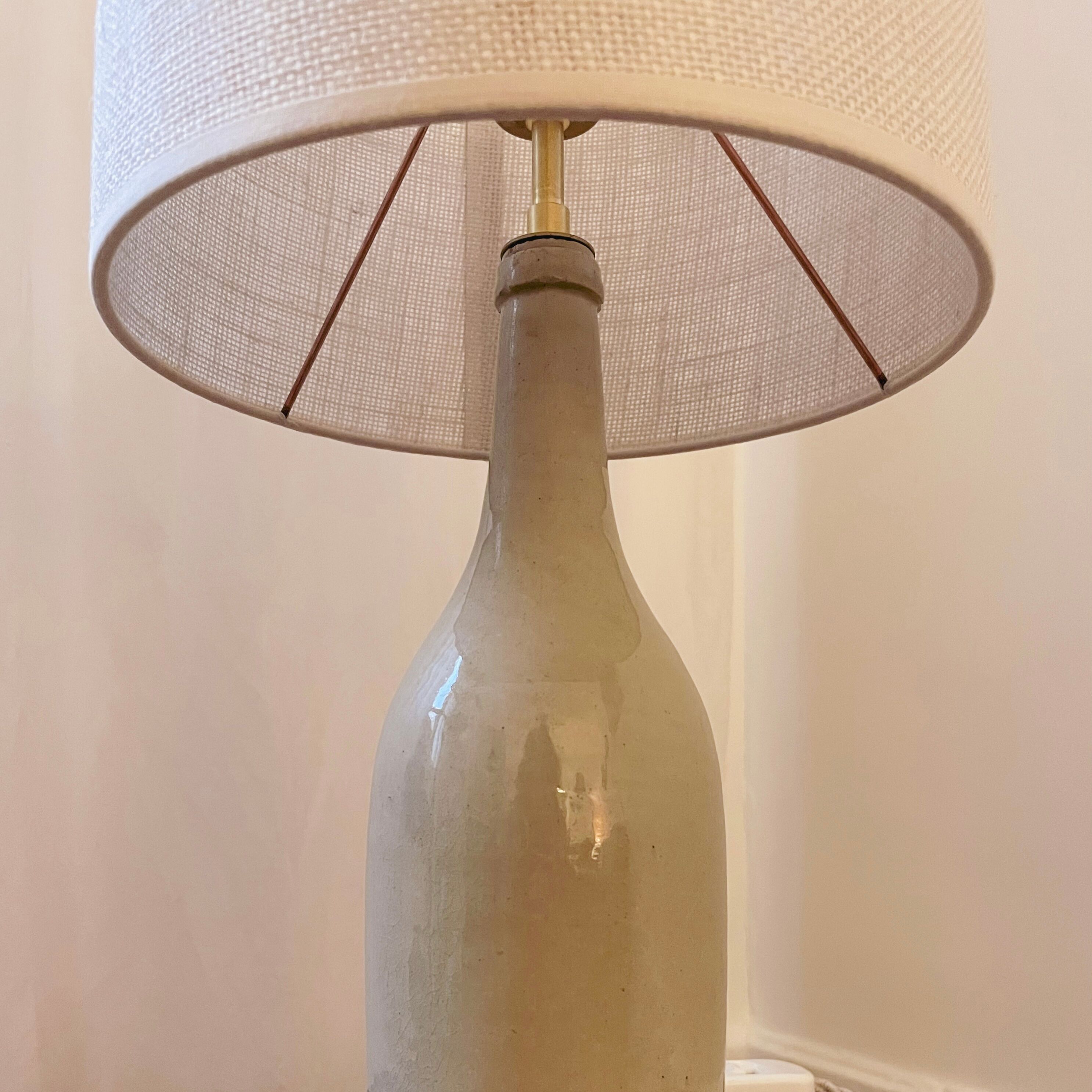 Stoneware and woven jute lamp