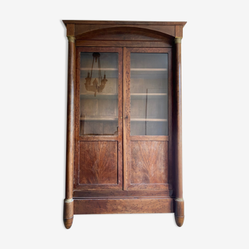 Bookcase Mahogany display cabinet and Empire XIVth style veneer