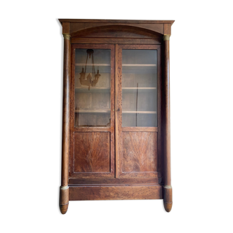 Bookcase Mahogany display cabinet and Empire XIVth style veneer