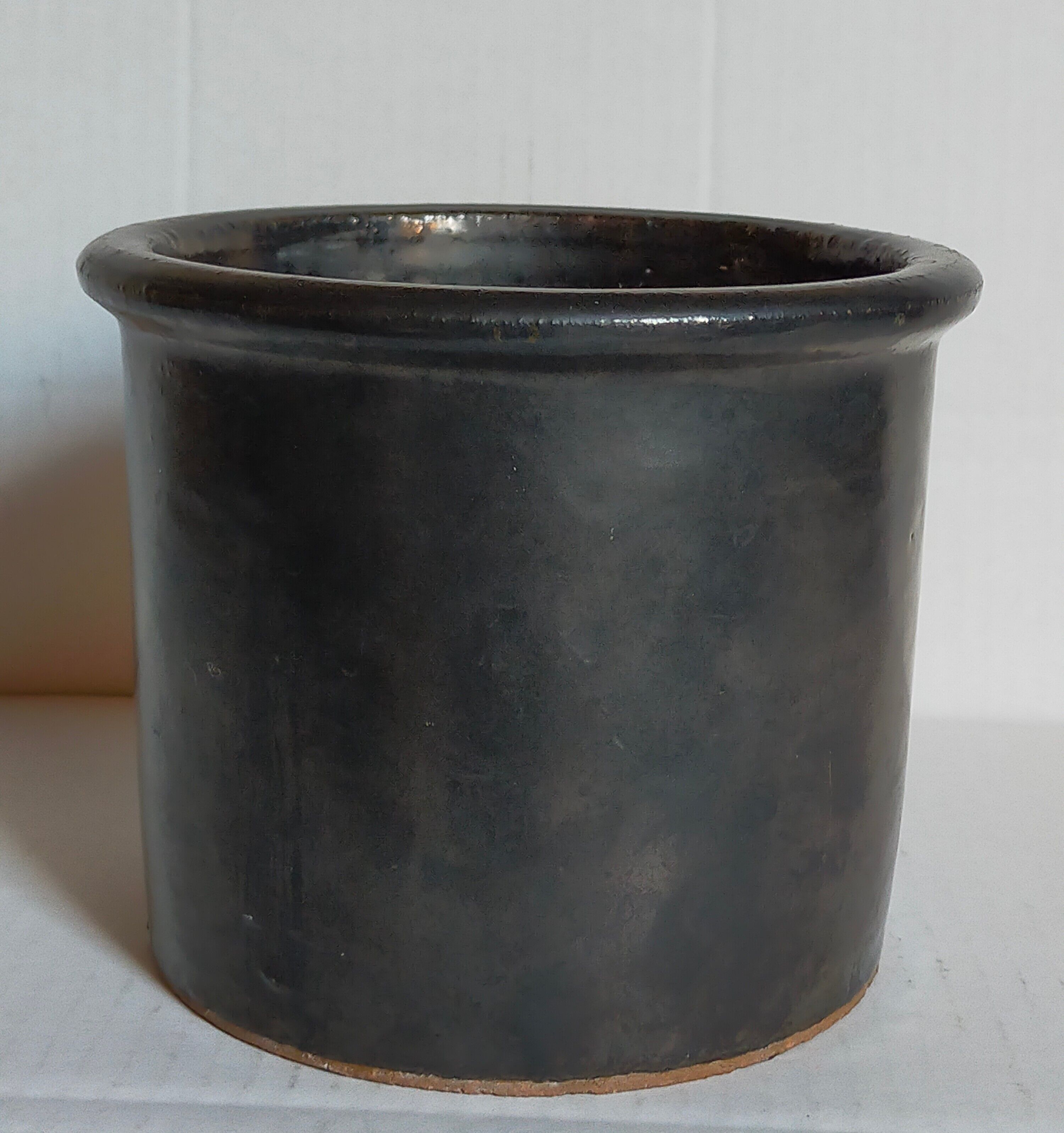 Vintage black glazed earthenware pot