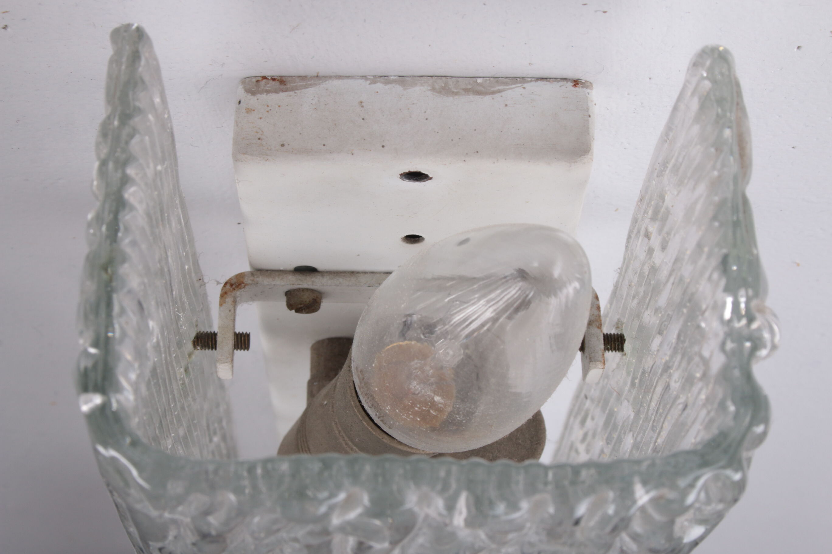 Elongated wall lamp by Kaiser Leuchten with bubble glass 1960s