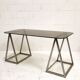 Bureau à tréteaux inox et verre, 1970