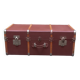 Old trunk, travel suitcase, with carrying handles and interior lockers, wooden reinforcements