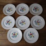 8 flat iron earth plates "Fabiola" Digoin Sarreguemines