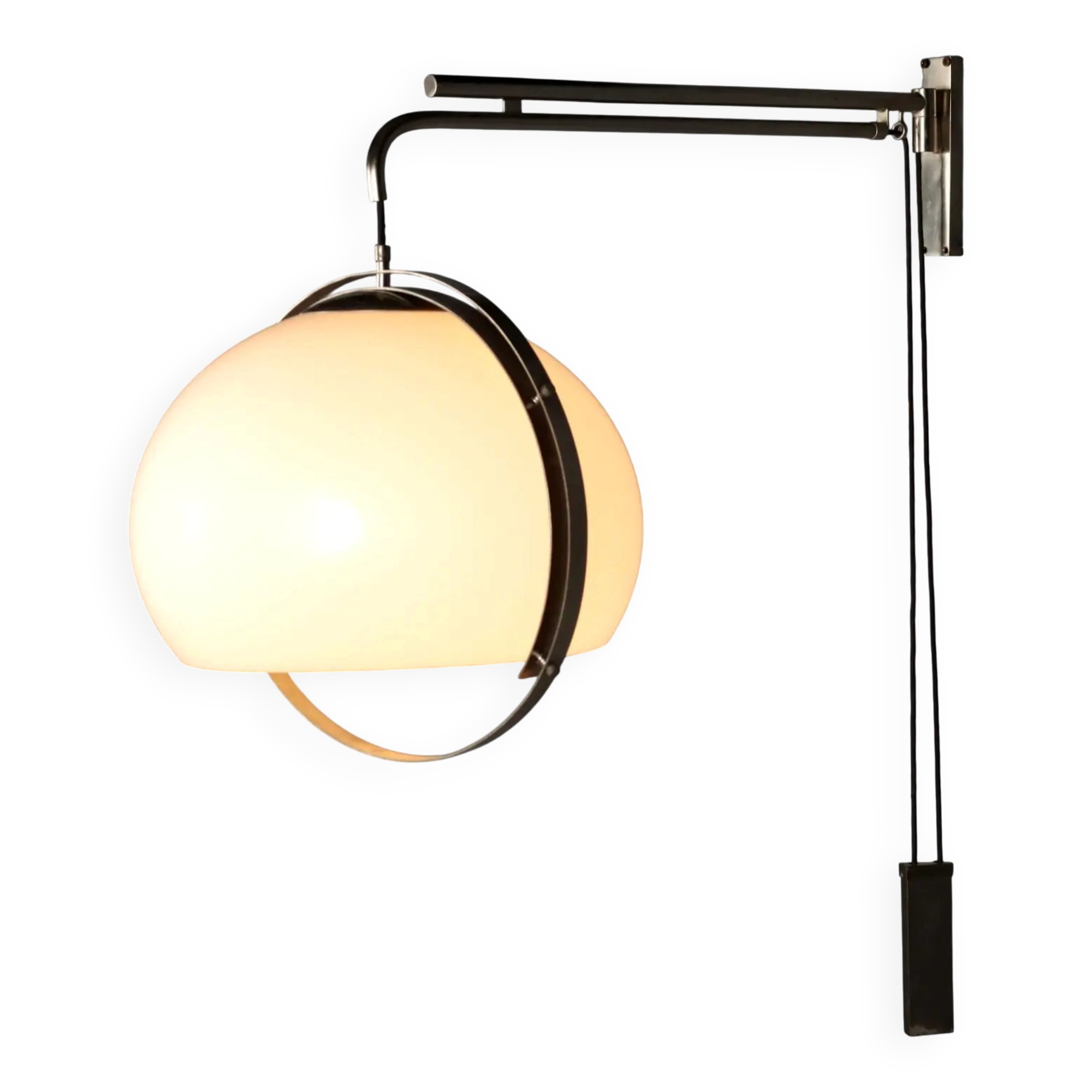 Vintage Space Age wall lamp in methacrylate and metal, 1970s design.
