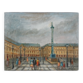Michel Pabois: Paris, Place Vendôme, original oil on canvas signed.