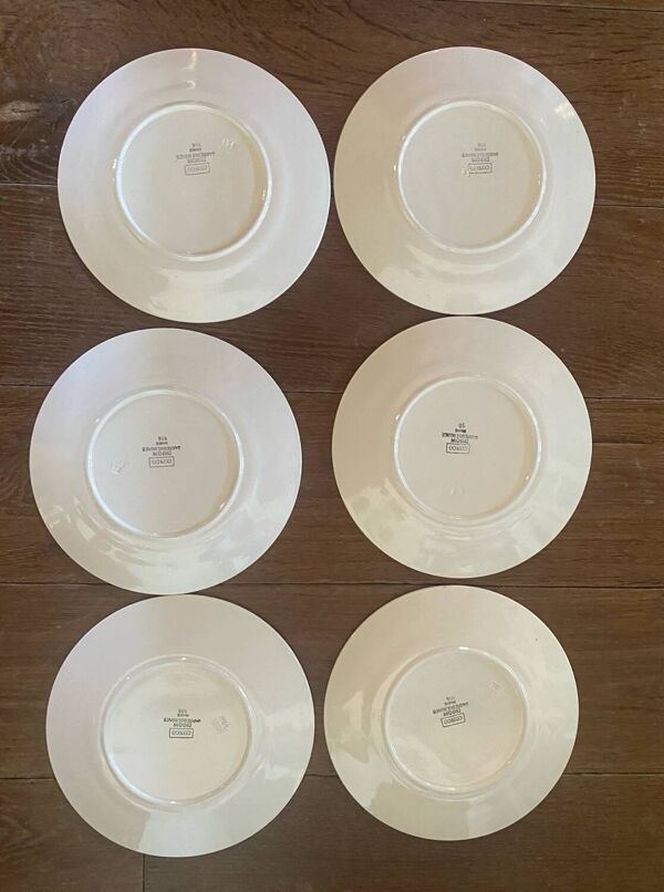 6 assiettes plates à compartiments Digoin Sarreguemines