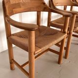 Rainer Daumiller Dining Chairs in Pine and Paper Cord, 1970s