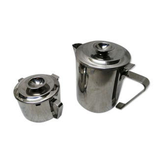 Cafetière et sucrier en inox le lot