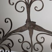 Spanish Wrought Iron Fireplace Screen Candelabra, Arts and Crafts, 1880s