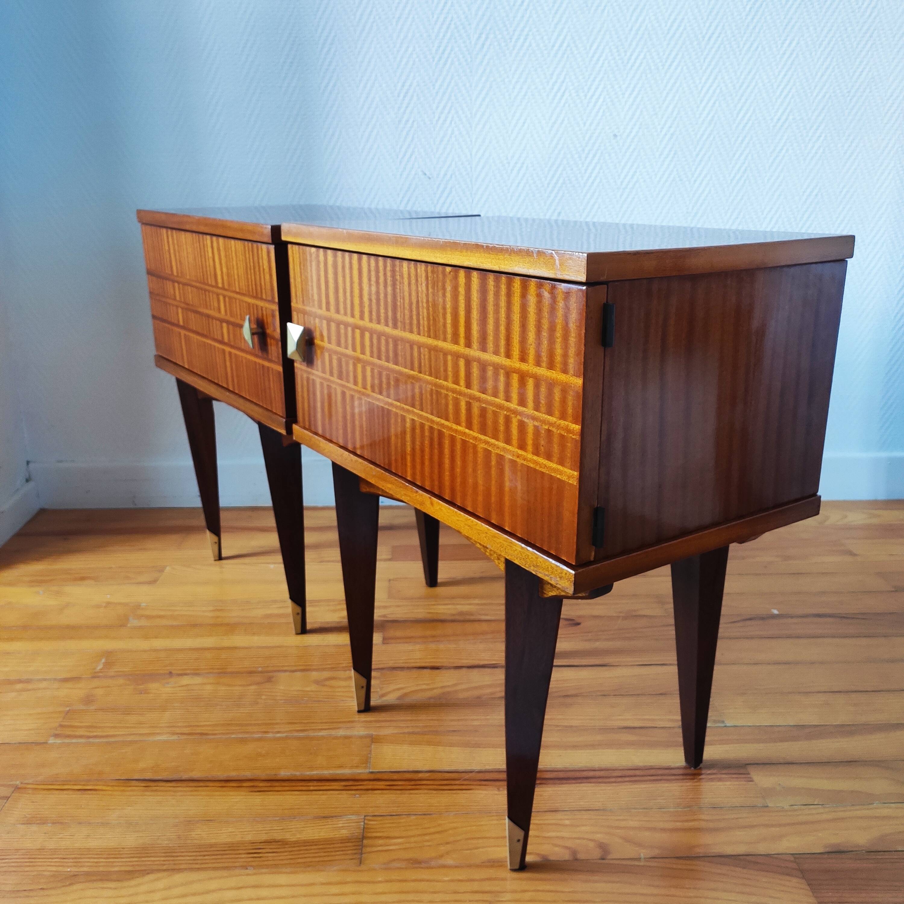 Pair of vintage Scandinavian design bedside tables from the 50s-60s.