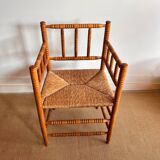 Antique Dutch bobbin chair with rush seating