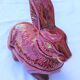 Ceramic terrine model rabbit dark red vintage