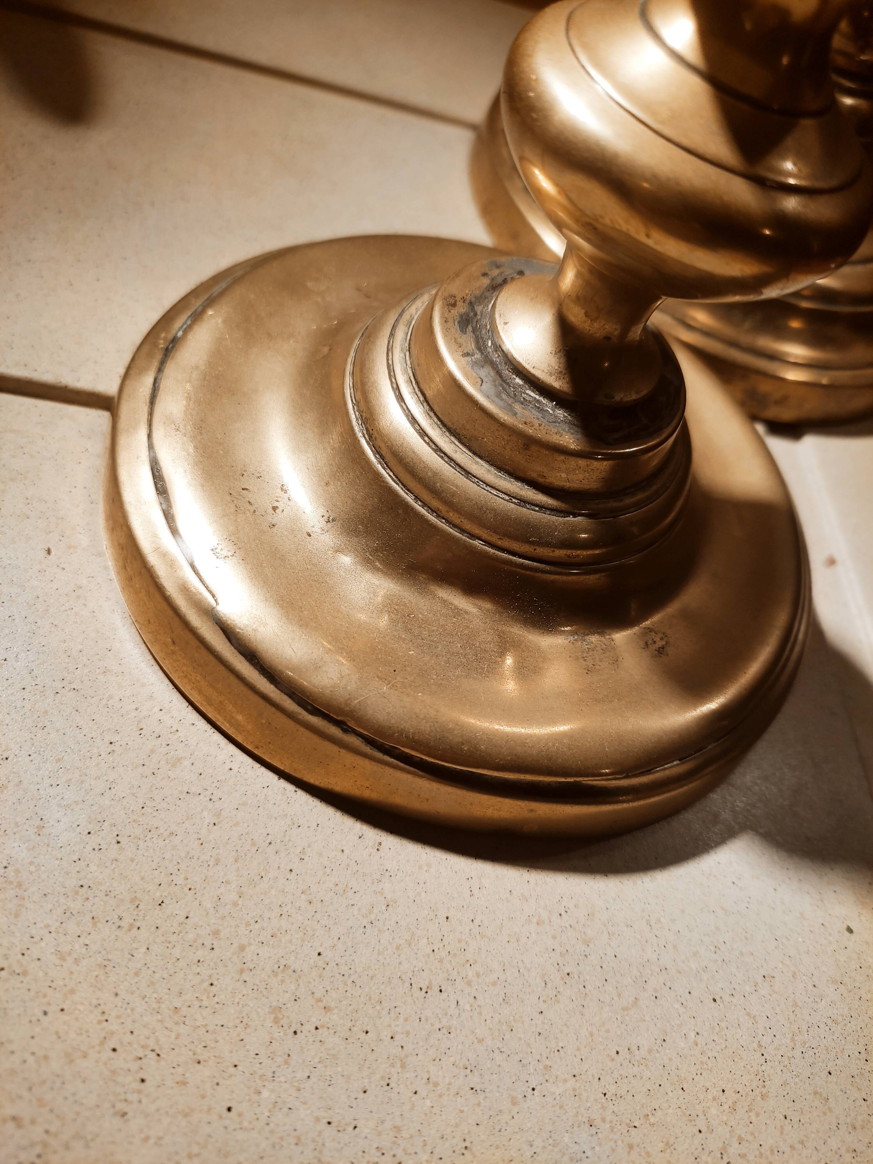 Pair of brass candle holders