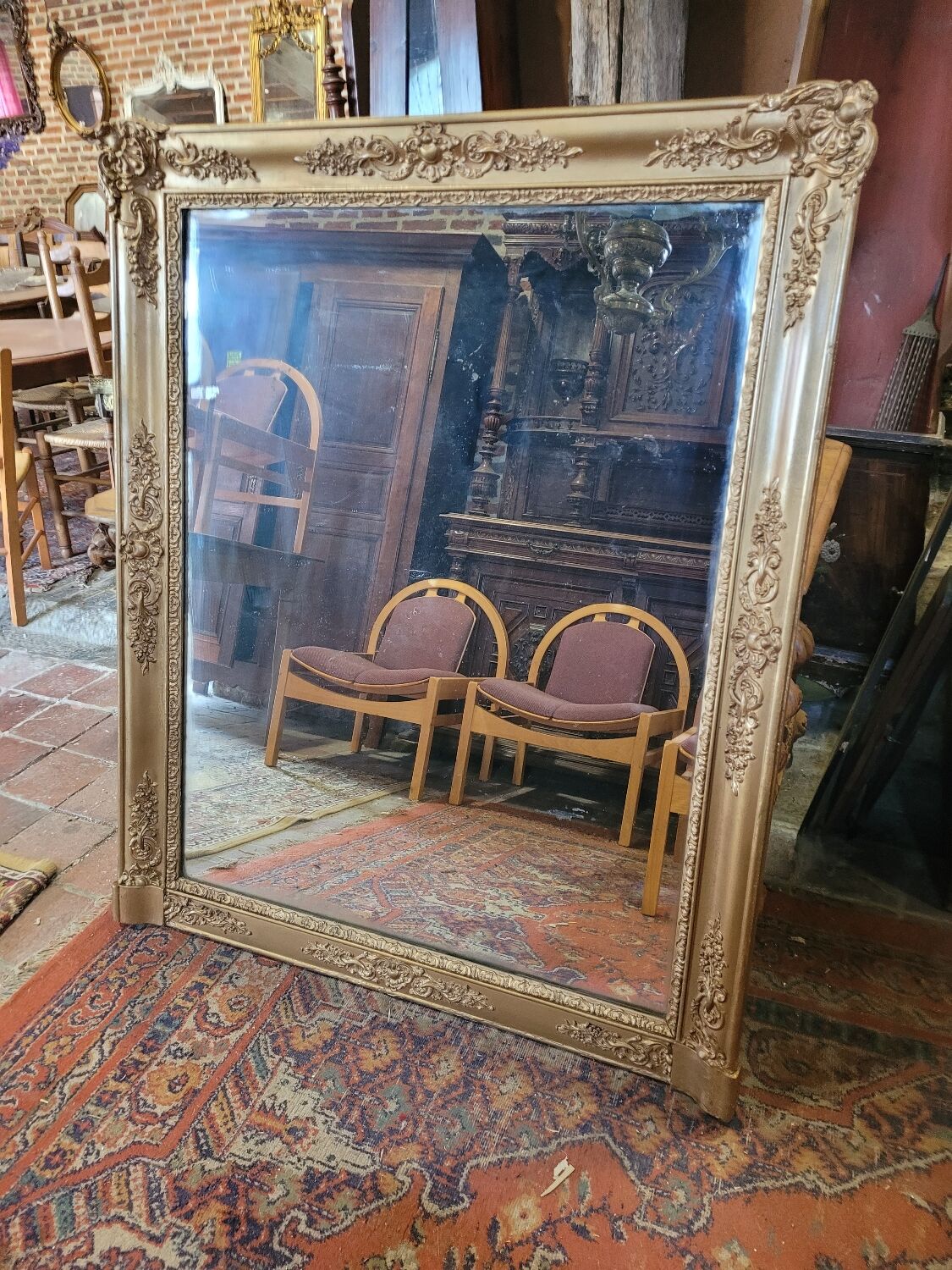 Golden mirror xixth period restoration 132×110cms