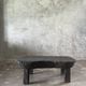 Small old Asian wooden coffee table in Japanese style, kidney-shaped top