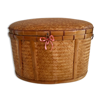 Wicker and bamboo box