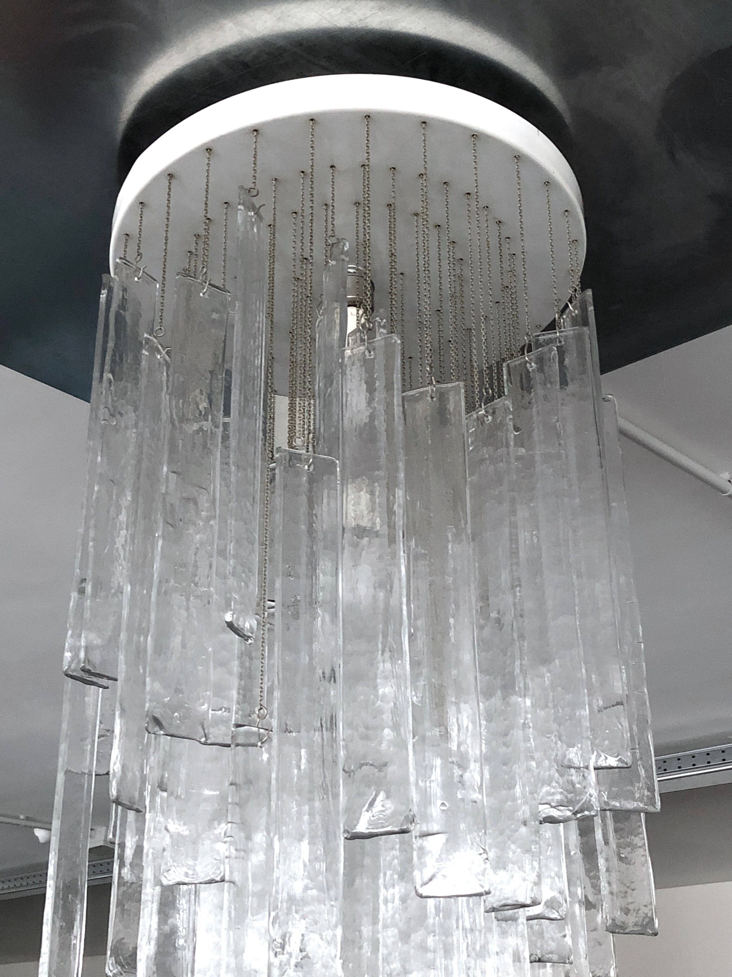 Mazzega, xl vintage clear murano glass elements chandelier from 70s