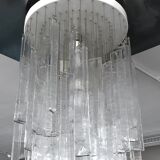 Mazzega, xl vintage clear murano glass elements chandelier from 70s