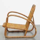 French Rattan Vintage Design Armchair from the 1950s