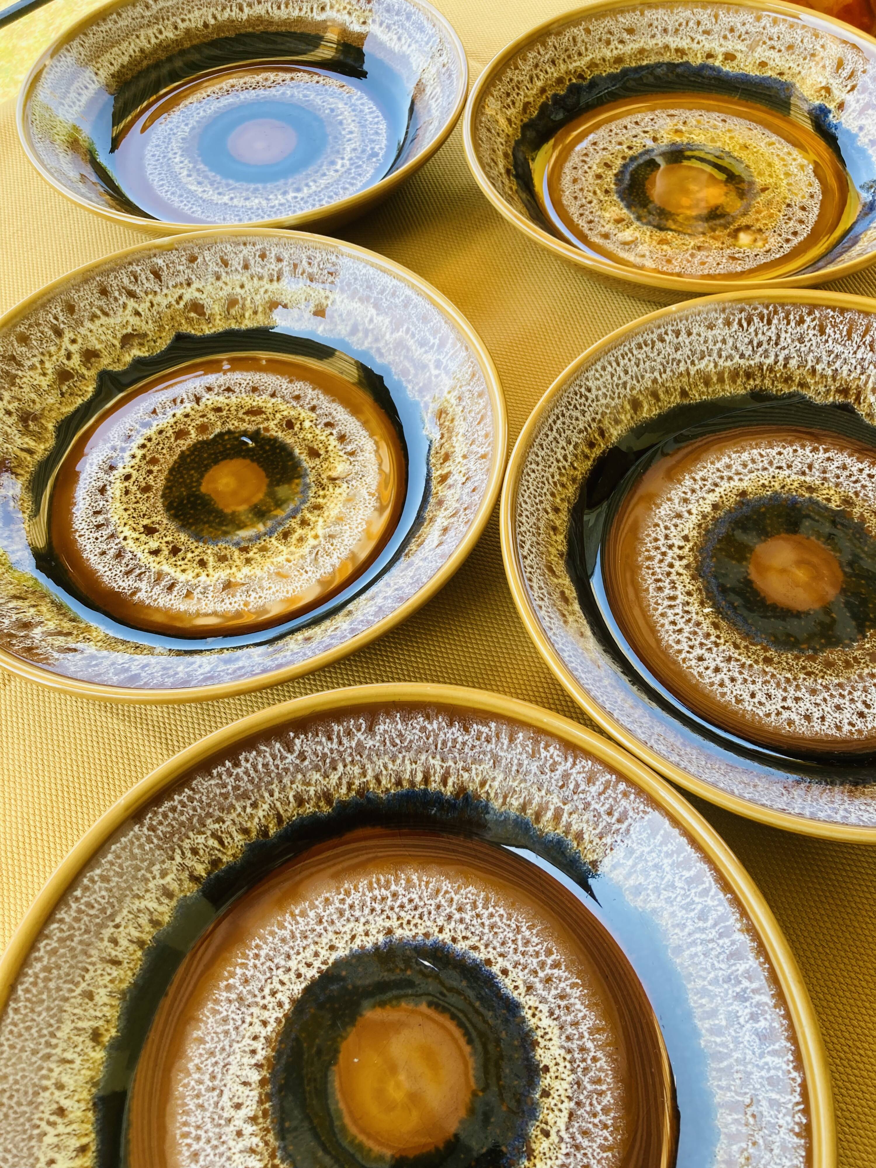 Assiettes creuses organiques et volcaniques Hawaï Sarrreguemines France